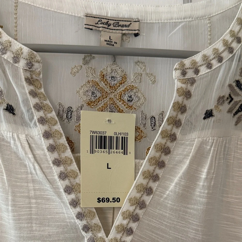 Lucky Brand Ivory Embroidered Long-Sleeve Tunic - Picture 3 of 3